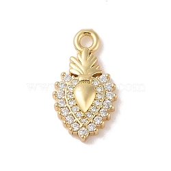 Rack Plating Brass Cubic Zirconia Pendants, Cadmium Free & Lead Free, Heart, Real 18K Gold Plated, 21x11x4mm, Hole: 3mm(KK-S380-43G)