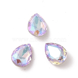 Glass Rhinestone Cabochons, Flat Back & Back Plated, Faceted, Teardrop, Vitrail Light, 14x10x5.5mm(RGLA-L029-04A-VLSI)