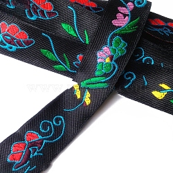 7M Ethnic Style Polyester Jacquard Ribbon, Garment Accessories, Leaf, 1 inch(25mm), about 7.66 Yards(7m)/Roll(PW-WG55376-07)