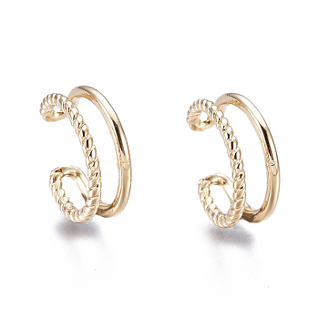 Brass Cuff Earrings, Golden, 11.2x11x6mm, Inner Diameter: 8.8mm
