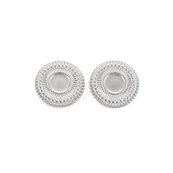 304 Stainless Steel Clip-on Earring Settings, Earring Findings, Flat Round, Stainless Steel Color, 18mm, Tray: 7mm