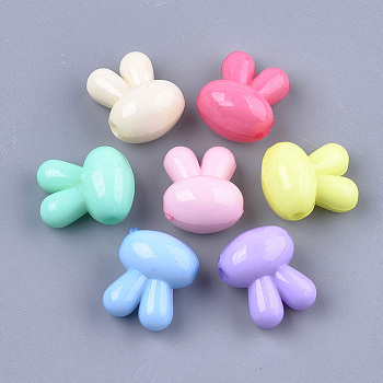 Opaque Solid Color Bunny Acrylic Beads, Rabbit Head, Mixed Color, 16x13x10mm, Hole: 2mm
