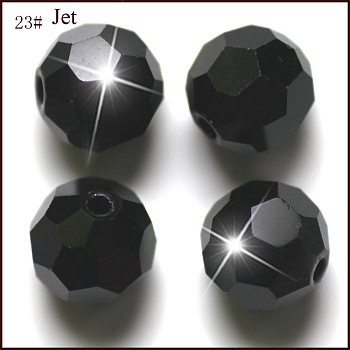 Imitation Austrian Crystal Beads, Grade AAA, Faceted(32 Facets), Round, Black, 6mm, Hole: 0.7~0.9mm