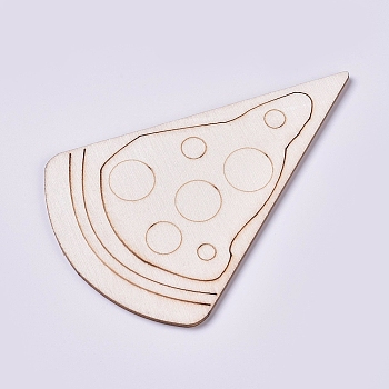 Wood Cabochons, Wood Slices, DIY Decoration Accessories, Pizza, BurlyWood, 101x66x2mm