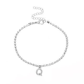 Fashionable and Creative Rhinestone Anklet Bracelets, English Letter Q Hip-hop Creative Beach Anklet for Women