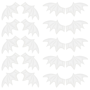 Leather Bat's Left & Right Wing Ornament Accessories, for Hair Ornament & Costume Accessory, Silver, 60x35x2mm, 20pcs/style