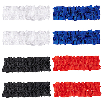 AHADEMAKER 4 Pairs 4 Style Polyester Elastic Garters, Anti-slip Armbands, Garment Accessories, Mixed Color, 36~37mm, 1 pair/style
