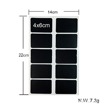 Waterproof PVC Adhesive Stickers, for Label, Rectangle, Black, 22x14cm, Tags: 4x6cm