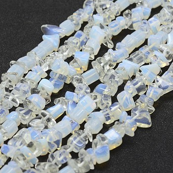 Opalite Beads Strands, Chip, Clear, 3~5x7~13x2~4mm, Hole: 0.4mm, 34.9 inch