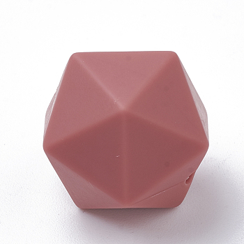 Food Grade Eco-Friendly Silicone Focal Beads, Chewing Beads For Teethers, DIY Nursing Necklaces Making, Icosahedron, Indian Red, 16.5x16.5x16.5mm, Hole: 2mm