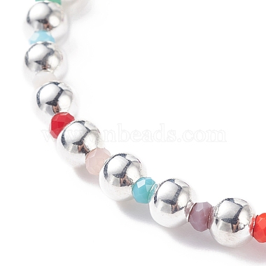 bracelet extensible en croix synthétique turquoise (teint) avec verre pour femme(BJEW-JB07663)-8