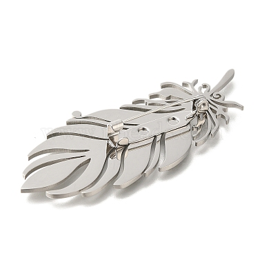 Feather 201 Stainless Steel Brooch for Women(STAS-B076-08G-02)-2