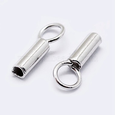 Rhodium Plated 925 Sterling Silver Cord Ends(X-STER-F036-21P-3mm)-2