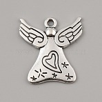 Zinc Alloy Pendants, Angel, Antique Silver, 26.5x24x2mm, Hole: 2mm(PALLOY-WH0107-20AS)