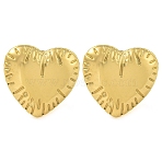 Ion Plating(IP) 304 Stainless Steel Stud Earrings for Women, Heart, Golden, 14x15mm(EJEW-S227-40G)