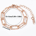 304 Stainless Steel Textured Paperclip Chain Bracelets for Women, Rose Gold, 5.91 inch(15cm)(HX6515-9)