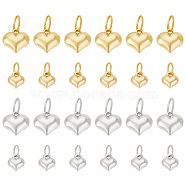 Elite 24Pcs 4 Style Alloy Charms, with 304 Stainless Steel Jump Rings, Heart, Platinum & Golden, 9~12x8~12x4~6mm, Hole: 4.6~6.5mm, 6pcs/style(FIND-PH0010-66)