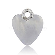 CCB Plastic Heart Pendants, Platinum, 26x23x12mm, Hole: 3mm(CCB-J027-64P)