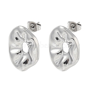 304 Stainless Steel Stud Earrings, Twist Donut, Stainless Steel Color, 19x15mm(EJEW-R157-12P)