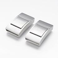 304 Stainless Steel Bayonet Clasps, Rectangle, Matte Stainless Steel Color, 36x20x9mm, Hole: 4mm(STAS-G143-38P)