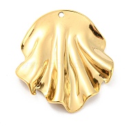 304 Stainless Steel Pendants, Shell Charm, Real 18K Gold Plated, 32x29x4.5mm, Hole: 1.4mm(STAS-I202-17G)