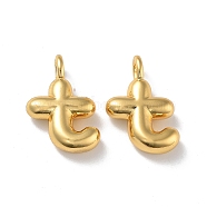 Brass Pendants, Real 18K Gold Plated, Letter T, 19x12.5x4.7mm, Hole: 3.2mm(KK-A199-01G-T)