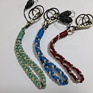 3Pcs Boho Macrame Wristlet Keychain Keying, Handmade Braided Tassel Wrist Lanyard with Portable Anti-Lost Mobile Rope for Women, Dodger Blue, 19cm, 3 colors, 1pc/color(KEYC-SW00004-09)