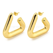 Rack Plating Brass Stud Earrings, Long-Lasting Plated, Lead Free & Cadmium Free, Triangle, Real 18K Gold Plated, 35x7mm(EJEW-M247-14G)