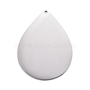 304 Stainless Steel Pendants, Stamping Blank Tag, Teardrop, Stainless Steel Color, 33x25x1mm, Hole: 1.2mm(STAS-F254-22B-P)