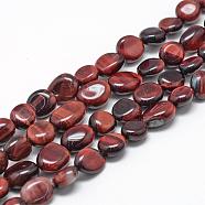 Natural Red Tiger Eye Beads Strands, Oval, 8~15x7~12x4~12mm, Hole: 1mm, about 30~45pcs/strand, 15.7(G-R445-8x10-30)