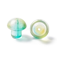Transparent Glass Beads, Mushroom, Turquoise, 13.5x13.5mm, Hole: 1.6mm(GLAA-F117-08E)