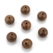 Perles en bois de wengé naturel, non teint, ronde, chameau, 12mm, Trou: 2mm(X-WOOD-S053-13)