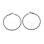 Baking Paint 201 Stainless Steel Hoop Earrings, Ring, Black, 59mm, Pin: 0.5mm(EJEW-P185-C04-01)