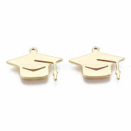 Brass Charms, Nickel Free, Trencher Cap, Real 18K Gold Plated, 12x17x1mm, Hole: 1mm(KK-S356-186G-NF)