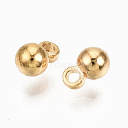 Brass Charms, Nickel Free, Round, Real 18K Gold Plated, 4.5x3mm, Hole: 0.8mm(X-KK-S356-161G-NF)