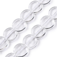 Transparent Glass Beads Strands, Flat Round, Clear, 9x10x4.5mm, Hole: 0.9mm, about 41pcs/strand, 14.96 inch(38cm)(GLAA-N001-59)