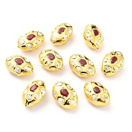 Natural Quartz Beads, with Golden Brass Findings and Pearl, Oval, 27~27.5x17.5~18x12mm, Hole: 0.8mm(G-B011-01G)