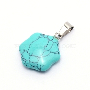Synthetic Coral Pendants, with Stainless Steel Fiding, Flower, 25x19x6mm, Hole: 2.5x6mm(G-WH0006-23B)