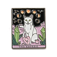 Cat Theme Tarot Card Enamel Pins, Gunmetal Alloy Brooches for Backpack Clothes, Word The Empress, Moon, 30.5x25.5x2mm(JEWB-Z009-07D)