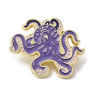 Cute Deep Sea Animal Enamel Pins, Badge, Golden Alloy Brooch for Backpack Clothes, Octopus, 26x31x1.5mm(JEWB-P030-I04)