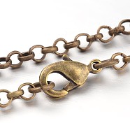 Iron Cross Chain Rolo Chain Necklace Making, Antique Bronze, 27.7 inch(NJEW-JN01384-04)