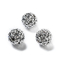 Opaque Acrylic Beads, with Rhinestone, Round, Silver, 20x18.5mm, Hole: 2.8mm(OACR-A035-01C)