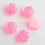 ABS Plastic Imitation Pearl Cabochons, Flower, Hot Pink, 17x17.5x6.5mm, about 200pcs/bag(OACR-S004-Z6)