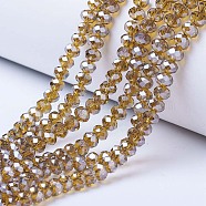 Electroplate Glass Beads Strands, Pearl Luster Plated, Faceted, Rondelle, Dark Goldenrod, 2.5x2mm, Hole: 0.4mm, about 170pcs/strand, 11.8 inch(30cm)(EGLA-A034-T1mm-A12)