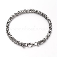 304 Stainless Steel Wheat Chains Bracelets, with Lobster Clasps, Stainless Steel Color, 8-1/4 inch(210mm), 5mm(BJEW-O091-04P)