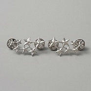 Alloy Star Brooch, Suit Collar Badge Buckle Accessories for Men Women, Platinum, 20x40x2.5mm, Pin: 1mm, 2Pcs/set(JEWB-WH0026-29P)