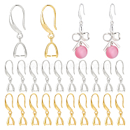 Elite 4 Sets 2 Colors Brass Smooth Earring Hooks, with Ice Pick Pinch Bails, Mixed Color, 27~28mm, Pin: 1mm, 10pcs/set, 2 sets/color(EJEW-PH0001-22)