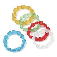 Transparent Frosted Glass Beaded Stretch Bracelets for Women, Mixed Color, Inner Diameter: 2 inch(5.2cm)(BJEW-JB09512)