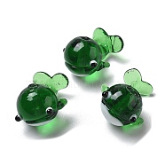 Handmade Lampwork Bumpy Beads, Whale, Green, 19x22x14mm, Hole: 1.6mm(LAMP-P067-02)