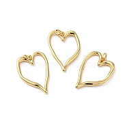 Rack Plating Brass Pendants, Lead Free & Cadmium Free, with Jump Ring, Long-Lasting Plated, Hollow Heart Charm, Real 18K Gold Plated, 25x18x2.5mm(KK-O142-24G)